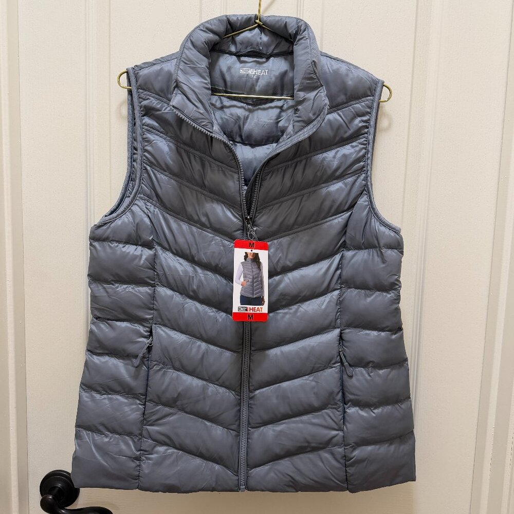 32 Degrees Heat Women's Packable Vest Size M Blue Zip-up Lightweight Warm (NEW - Picture 13 of 15